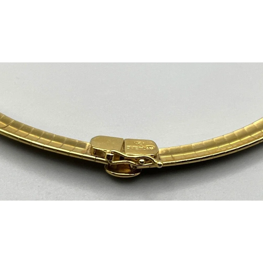 Vtg 1980s Gold Overlay Wide Articulated Omega Chain Collar Necklace